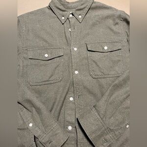 Everlane Shirt Large Flannel Button Up Flap Pockets size large green